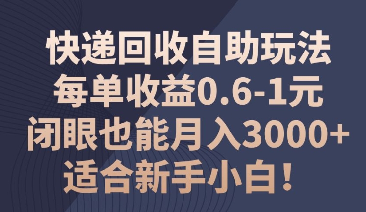 快递回收自助玩法，每单收益0.6-1元，闭眼也能月入3000+!适合新手小白!-观智斋电商课程站