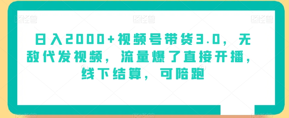 日入2000+视频号带货3.0，无敌代发视频，流量爆了直接开播，线下结算，可陪跑-观智斋电商课程站