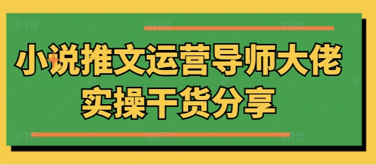 小说推文运营导师大佬实操干货分享-观智斋电商课程站