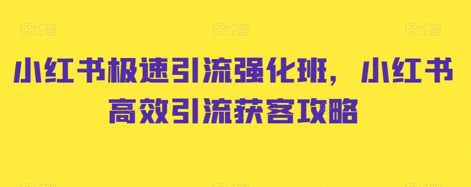 小红书极速引流强化班，小红书高效引流获客攻略-观智斋电商课程站
