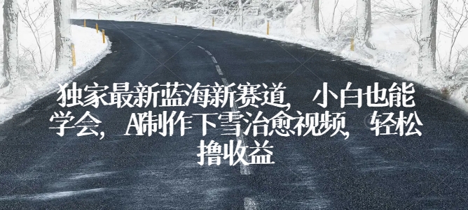 独家最新蓝海新赛道，小白也能学会，AI制作下雪治愈视频，轻松撸收益【揭秘】-观智斋电商课程站
