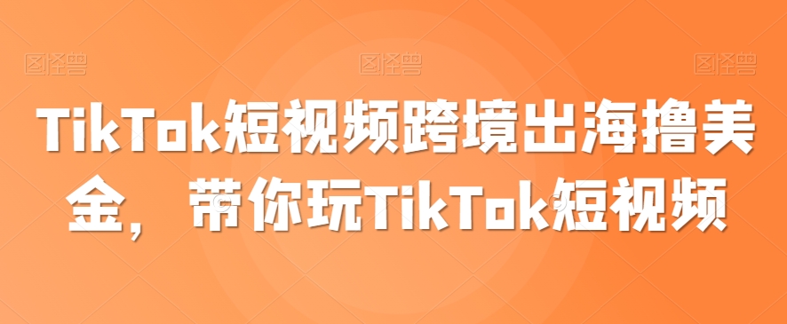 TikTok短视频跨境出海撸美金，带你玩TikTok短视频-观智斋电商课程站