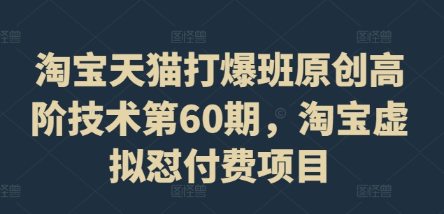 淘宝天猫打爆班原创高阶技术第60期，淘宝虚拟怼付费项目-观智斋电商课程站