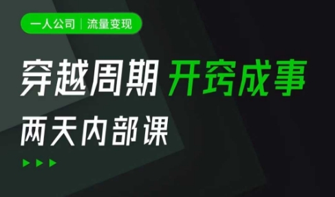 一人公司：流量变现课，一人公司的方法模型拆解， 拆解富人思维，流量思维，小老板思维等-观智斋电商课程站
