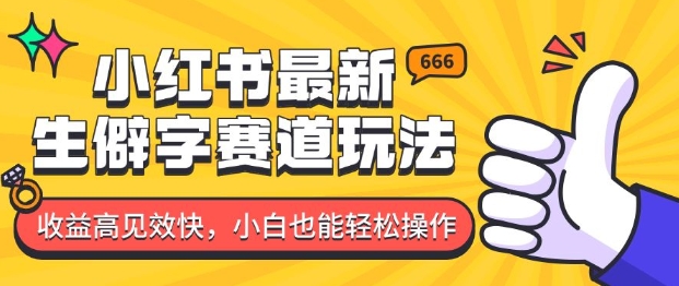 小红书最新生僻字赛道玩法，收益高见效快，小白也能轻松操作-观智斋电商课程站