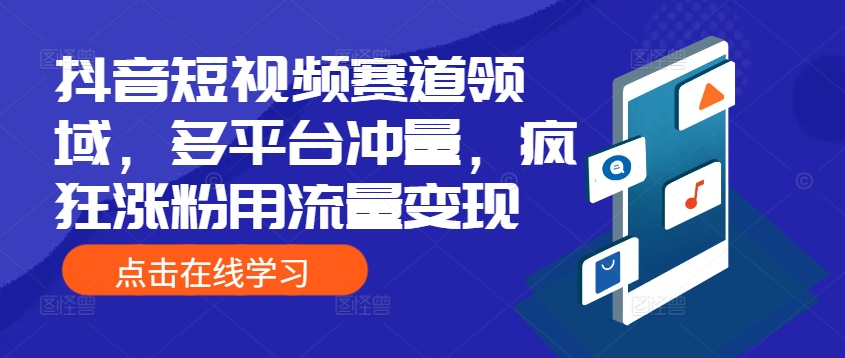 抖音短视频赛道领域，多平台冲量，疯狂涨粉用流量变现-观智斋电商课程站