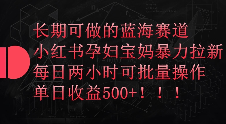长期可做的蓝海赛道，小红书孕妇宝妈暴力拉新玩法，每日两小时可批量操作，单日收益500+【揭秘】-观智斋电商课程站