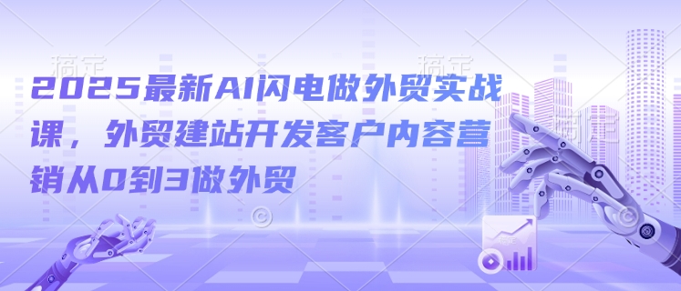 2025最新AI闪电做外贸实战课，外贸建站开发客户内容营销从0到3做外贸-观智斋电商课程站