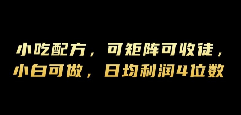 小吃配方，可矩阵可收徒，小白可做，日均利润4位数-观智斋电商课程站