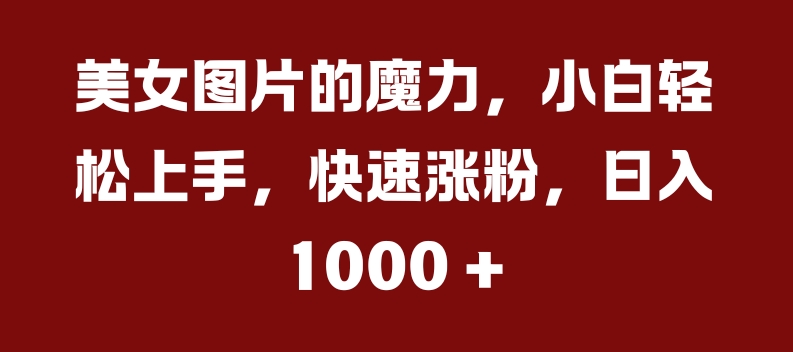 美女图片的魔力，小白轻松上手，快速涨粉，日入几张【揭秘】-观智斋电商课程站
