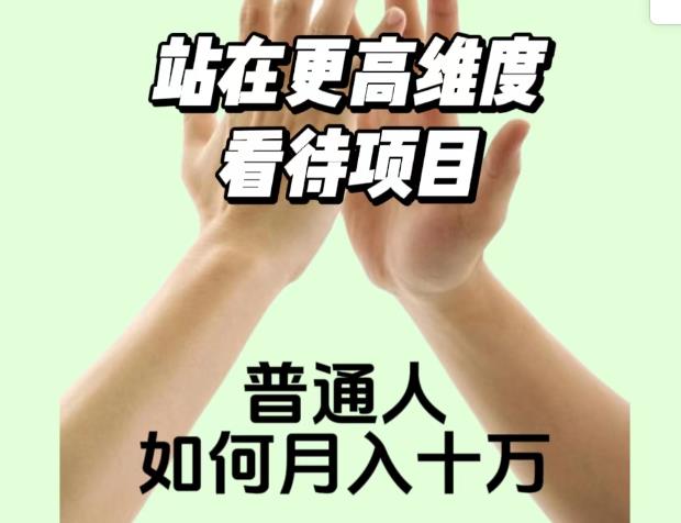 2023最火项目：站在更高维度看待项目，普通人如何月入十万【揭秘】-观智斋电商课程站