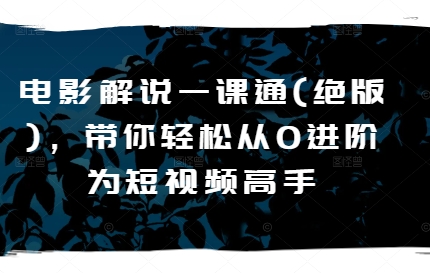 电影解说一课通(绝版)，带你轻松从0进阶为短视频高手-观智斋电商课程站