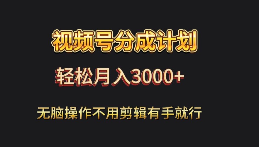 视频号流量分成，不用剪辑，有手就行，轻松月入2000+-观智斋电商课程站