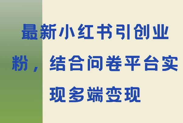 最新小红书引大学生创业粉，结合问卷平台实现多端变现-观智斋电商课程站