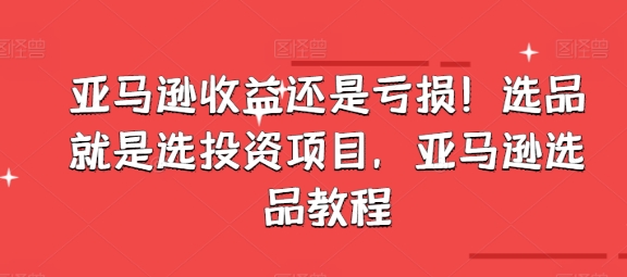 亚马逊收益还是亏损！选品就是选投资项目，亚马逊选品教程-观智斋电商课程站