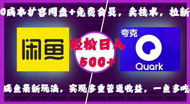 0成本扩容网盘+免费会员，卖技术，拉新，闲鱼最新玩法，实现多重管道收益，一鱼多吃，轻松日入500+-观智斋电商课程站