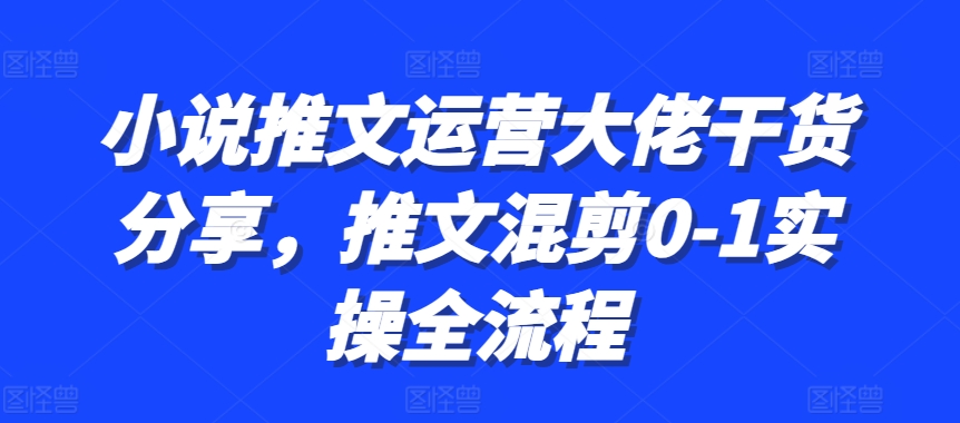 小说推文运营大佬干货分享，推文混剪0-1实操全流程-观智斋电商课程站
