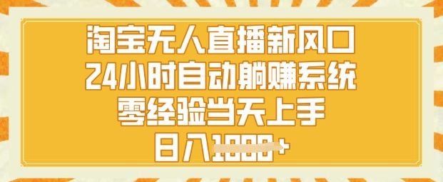 淘宝无人直播新风口，24小时自动系统，零经验当天上手，日入1k+-观智斋电商课程站