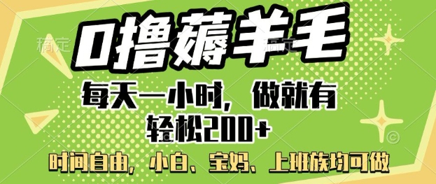 0撸薅羊毛，每天一小时，做就有轻松2张，小白宝妈，上班族均可做-观智斋电商课程站