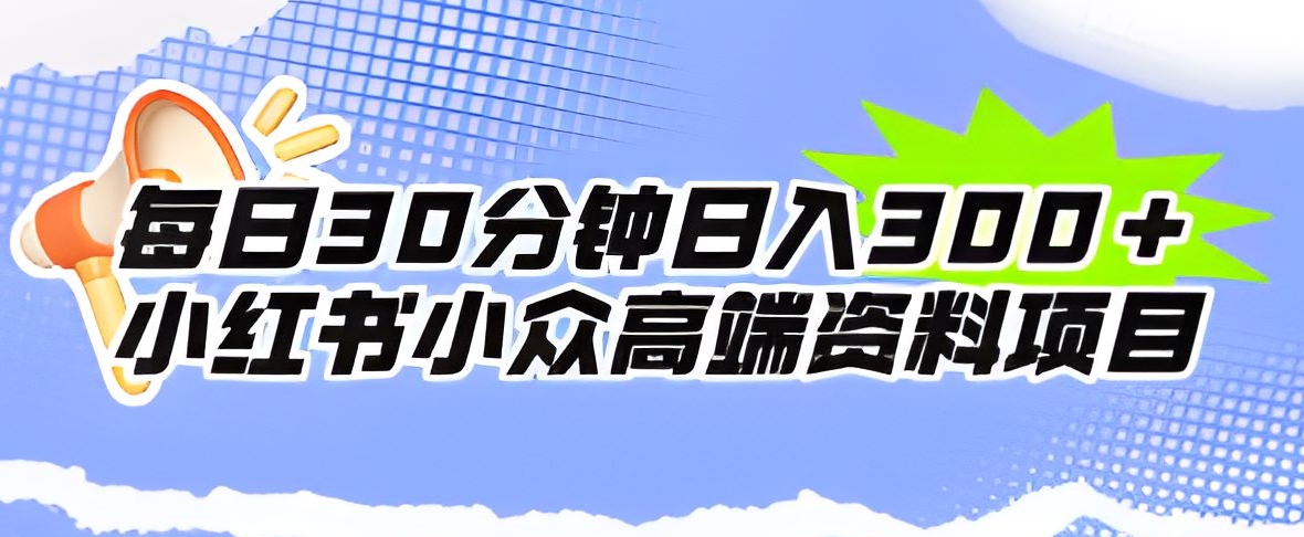 每日30分钟日入300＋小红书小众高端资料项目-观智斋电商课程站