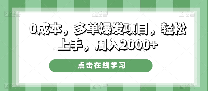 0成本，多单爆发项目，轻松上手，周入2000+-观智斋电商课程站