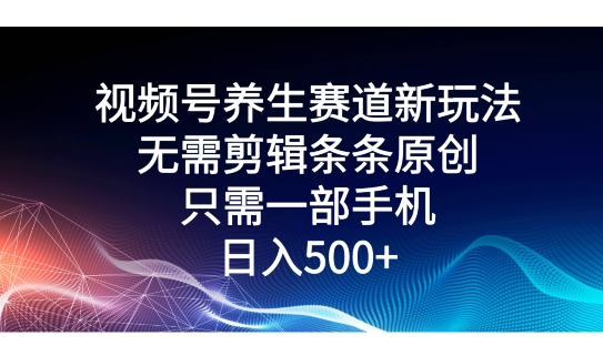 视频号养生赛道新玩法，无需剪辑条条原创，只需一部手机即可操作-观智斋电商课程站