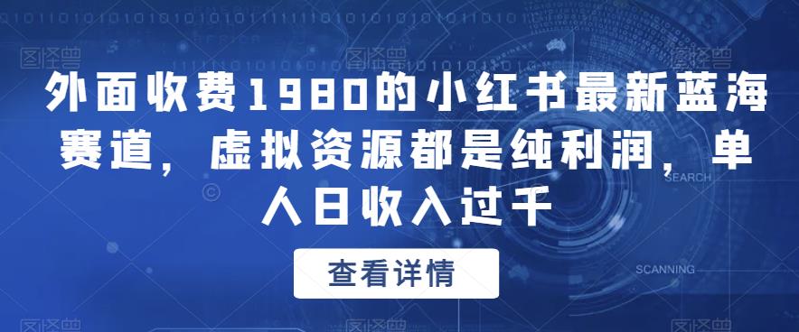 外面收费1980的小红书最新蓝海赛道，虚拟资源都是纯利润，单人日收入过千-观智斋电商课程站