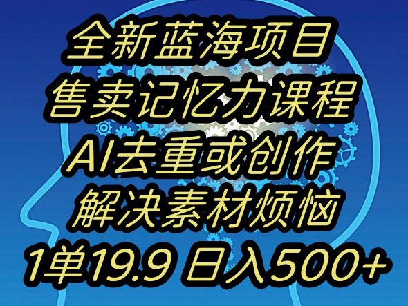 蓝海项目记忆力提升，AI去重，一单19.9日入500+【揭秘】-观智斋电商课程站