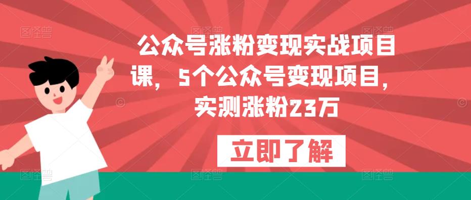 公众号涨粉变现实战项目课，5个公众号变现项目，实测涨粉23万-观智斋电商课程站