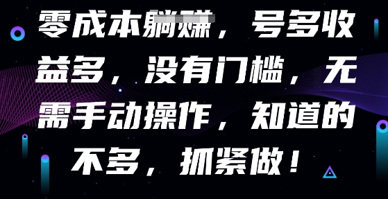 零成本全自动，号多收益多，没有门槛，无需手动-观智斋电商课程站