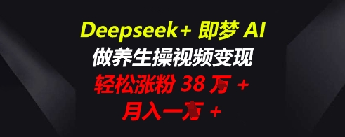 Deepseek+即梦AI，做养生操视频变现，轻松涨粉38W+，月入一W+-观智斋电商课程站