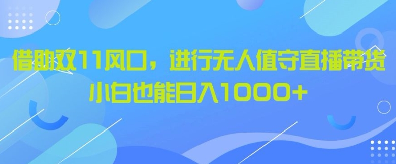 借助双11风口，进行无人值守直播带货，小白也能日入1k-观智斋电商课程站