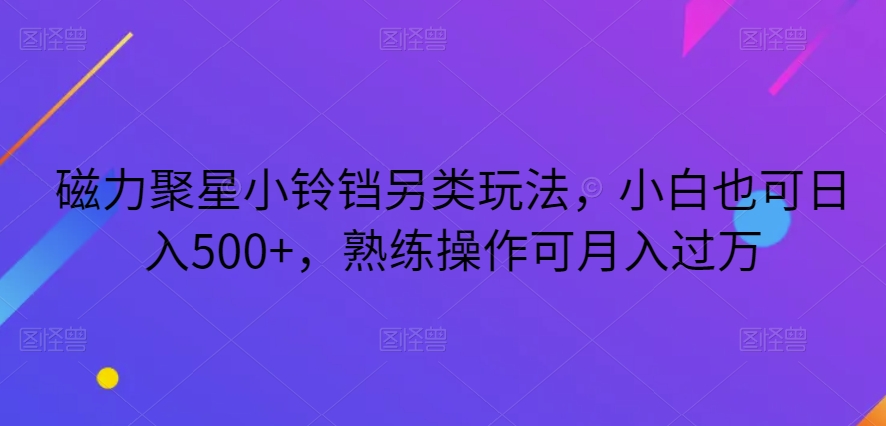 磁力聚星小铃铛另类玩法，小白也可日入500+，熟练操作可月入过万-观智斋电商课程站