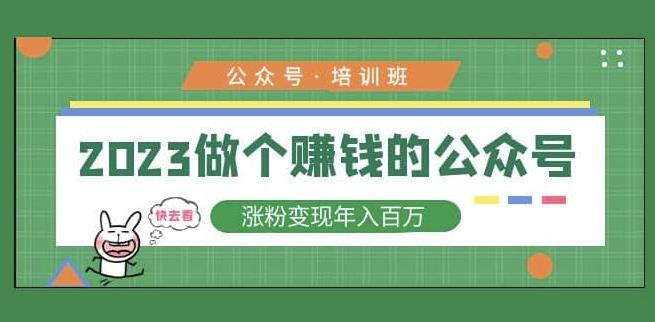 2023公众号培训班，2023做个赚钱的公众号，涨粉变现年入百万！-观智斋电商课程站