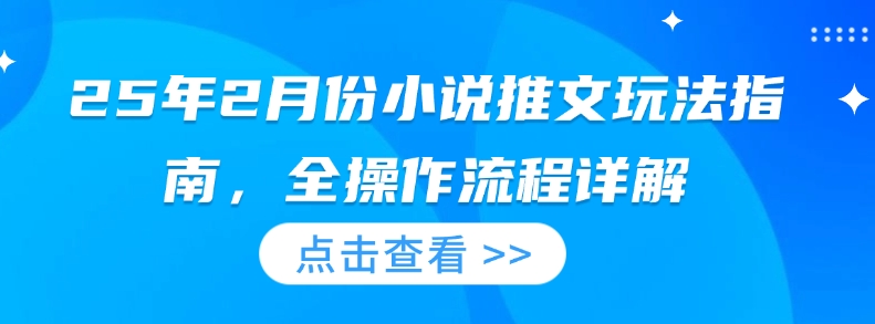25年2月份小说推文玩法指南，全操作流程详解-观智斋电商课程站