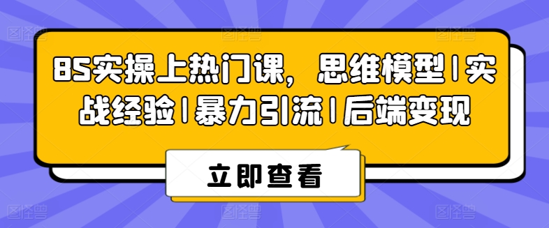 8S实操上热门课，思维模型|实战经验|暴力引流|后端变现-观智斋电商课程站