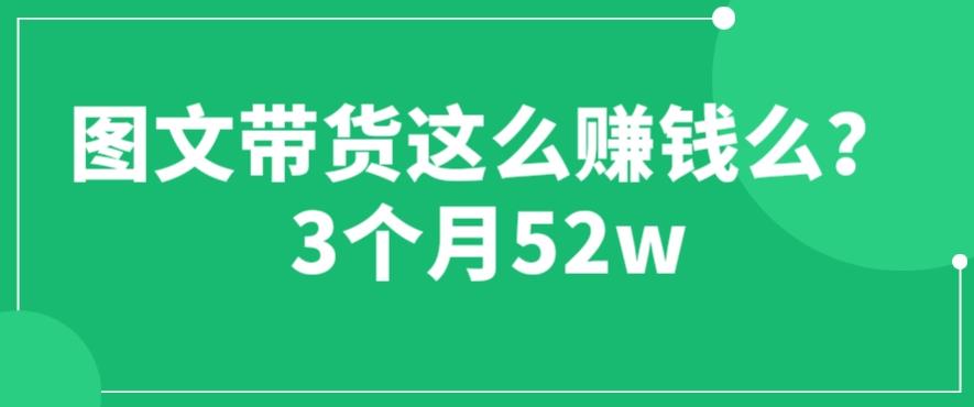 图文带货这么赚钱么? 3个月52W 图文带货运营加强课【揭秘】-观智斋电商课程站