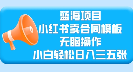 蓝海项目，小红书卖合同模板，无脑操作，小白轻松日入三张-观智斋电商课程站