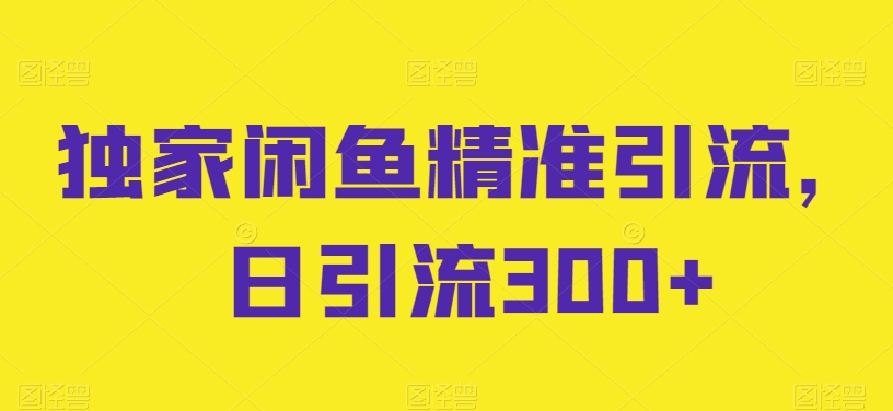 独家闲鱼精准引流，日引流300+【揭秘】-观智斋电商课程站
