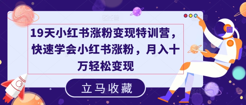 19天小红书涨粉变现特训营，快速学会小红书涨粉，月入十万轻松变现-观智斋电商课程站