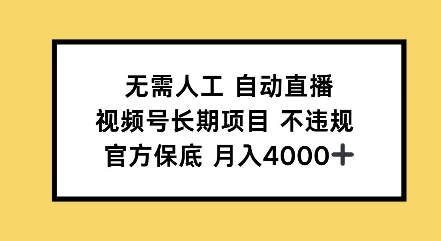 无需人工自动直播，视频号长期项目不违规，官方保底月入4000左右-观智斋电商课程站