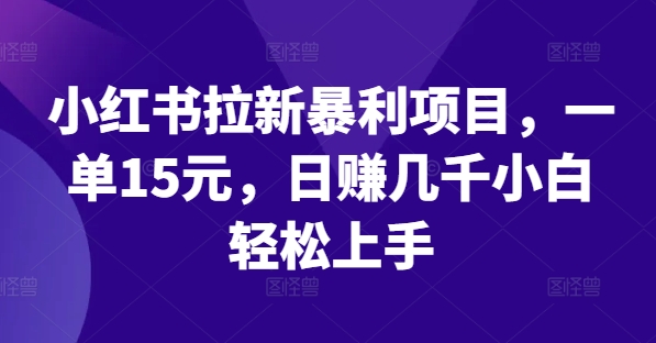 小红书拉新暴利项目，一单15元，日赚几千小白轻松上手【揭秘】-观智斋电商课程站