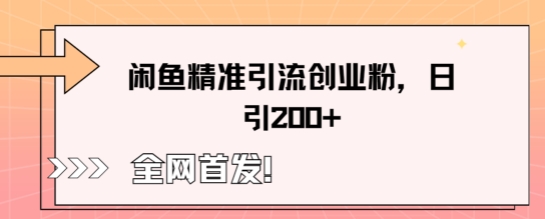 闲鱼精准引流创业粉，轻松日引200+-观智斋电商课程站