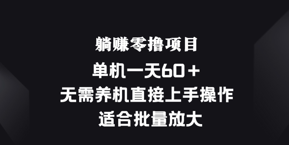 躺赚零撸项目，单机一天60+，无需养机直接上手操作， 适合批量放大-观智斋电商课程站