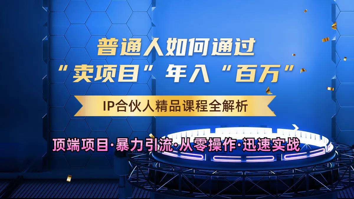 2024年如何通过知识付费“卖项目”年入“百W”，卖项目合伙人IP孵化训练营-观智斋电商课程站