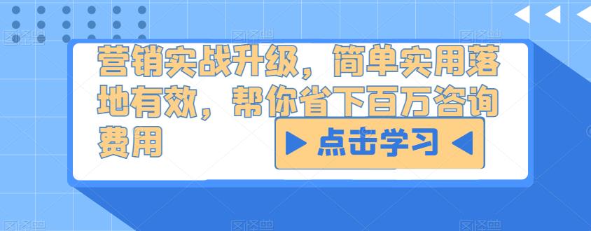 营销实战升级，简单实用落地有效，帮你省下百万咨询费用-观智斋电商课程站