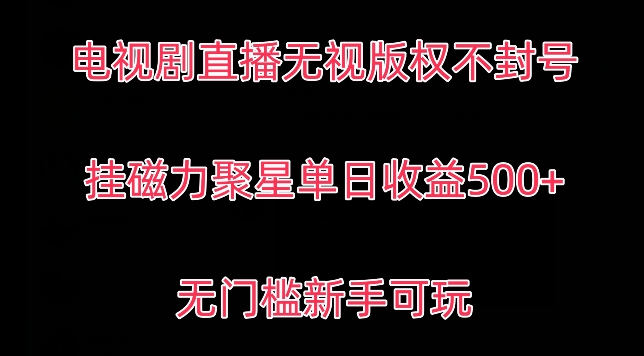 电视剧直播无视版权不封号，挂磁力聚星单日收益500+,无门槛新手可玩-观智斋电商课程站