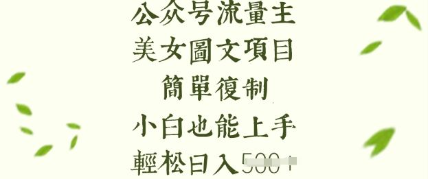 流量主长期收益项目，美女图片简单复制，小白也能上手，轻松日入5张-观智斋电商课程站