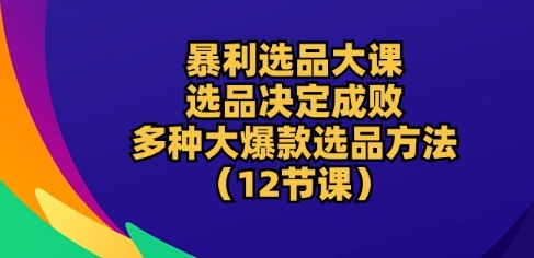 暴利选品大课：选品决定成败，教你多种大爆款选品方法(12节课)-观智斋电商课程站