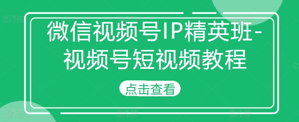 微信视频号IP精英班-视频号短视频教程-观智斋电商课程站